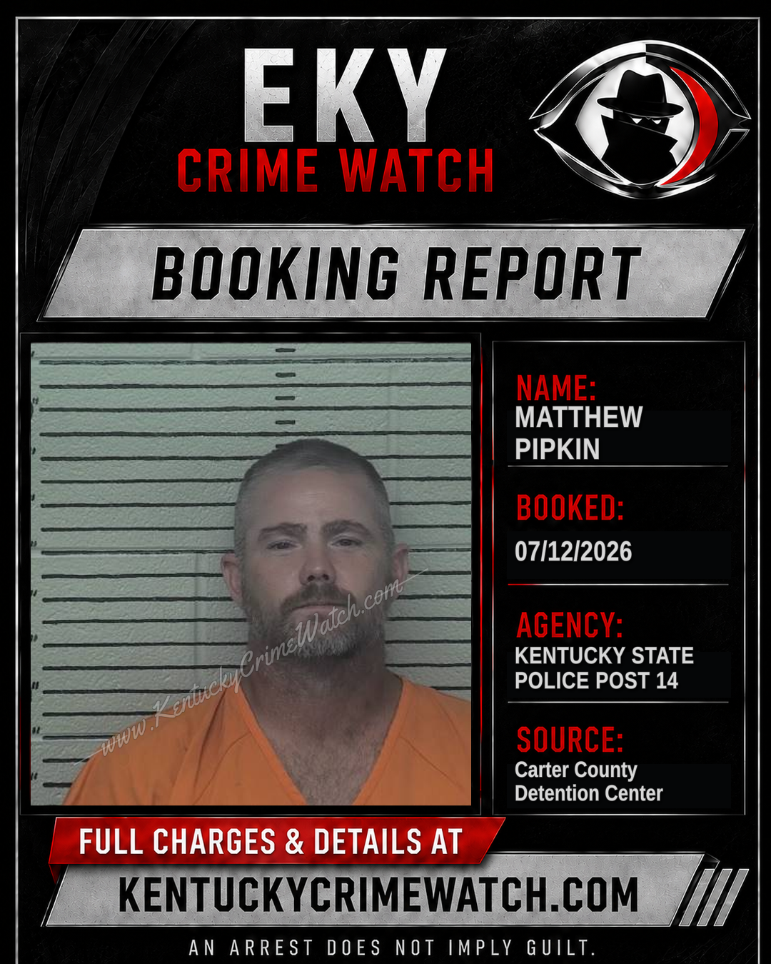 MATTHEW PIPKIN booking report card