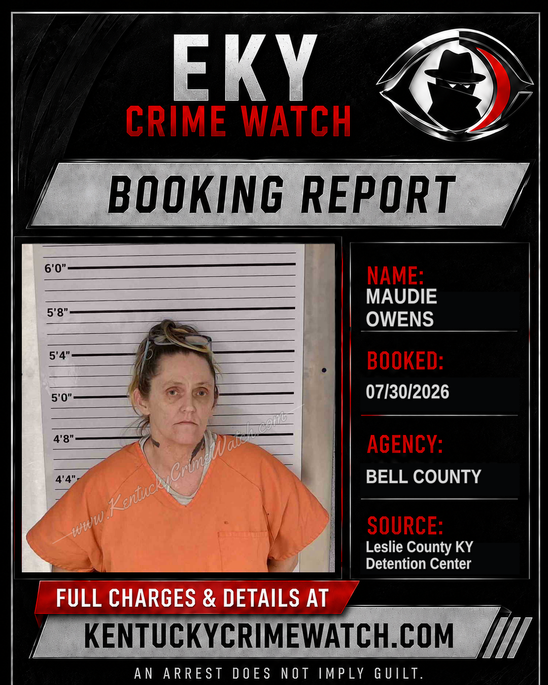 MAUDIE OWENS booking report card