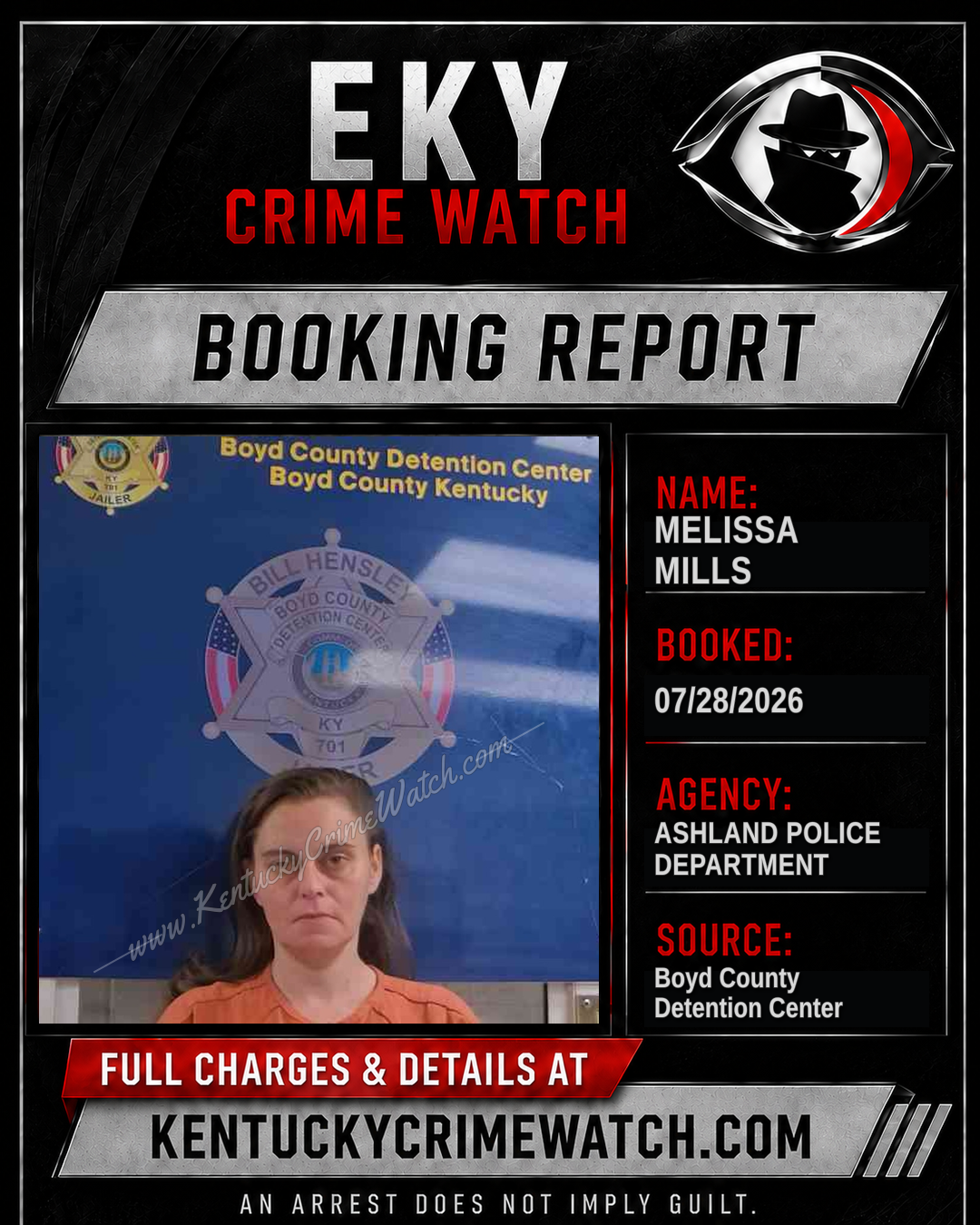 MELISSA MILLS booking report card
