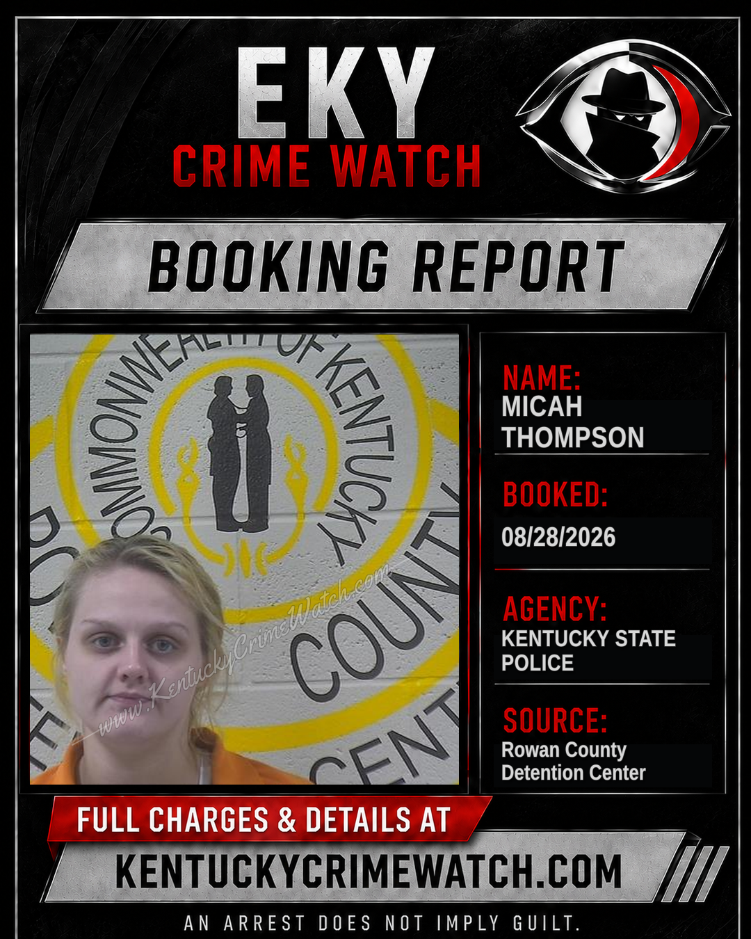 MICAH THOMPSON booking report card