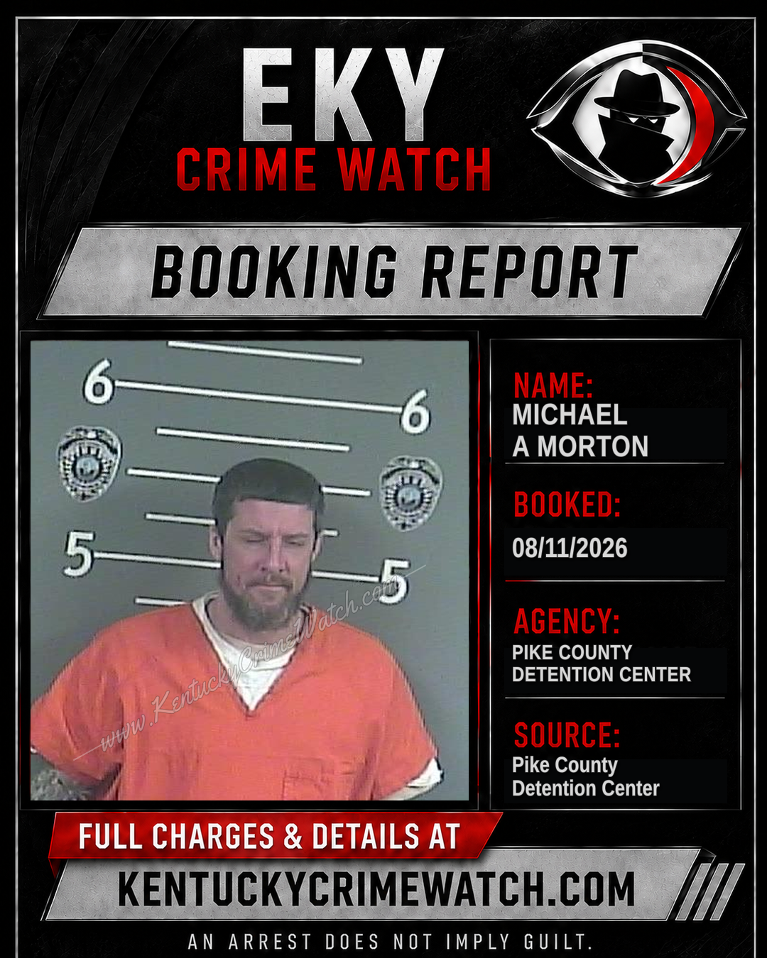 MICHAEL A MORTON booking report card