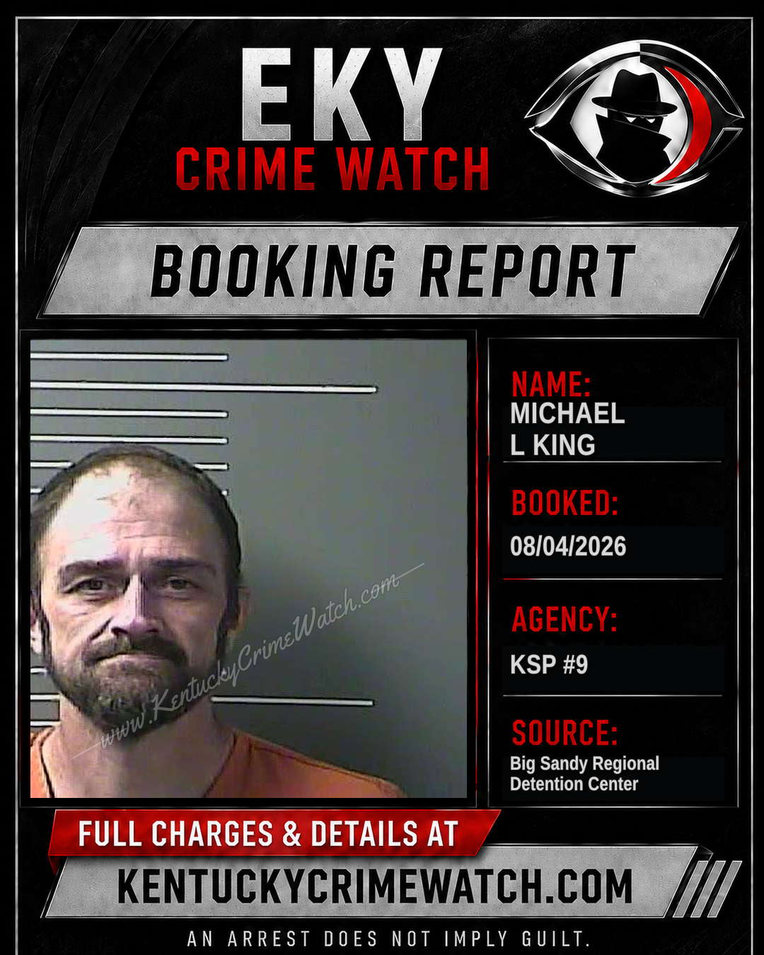 MICHAEL L KING booking report card