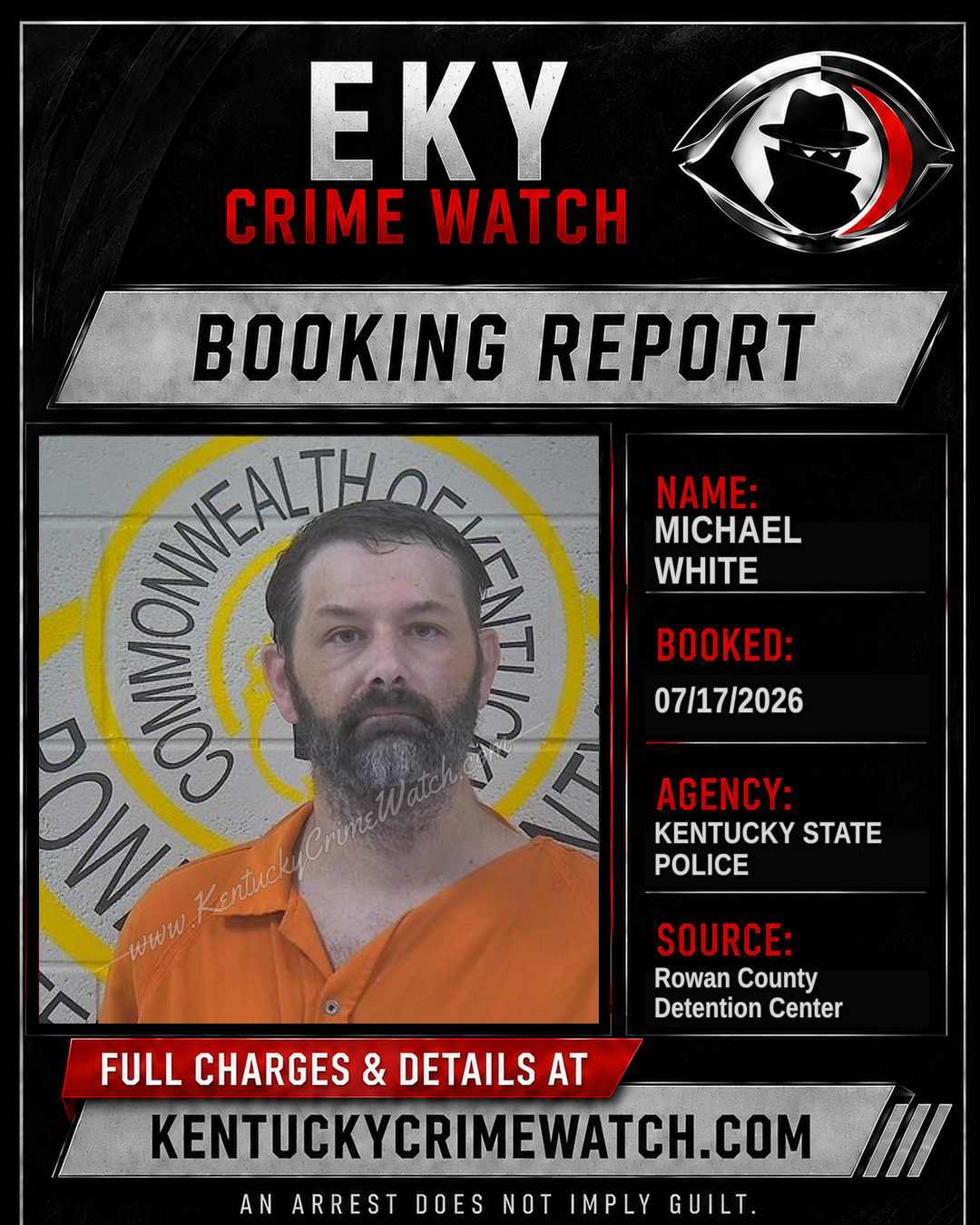 MICHAEL WHITE booking report card