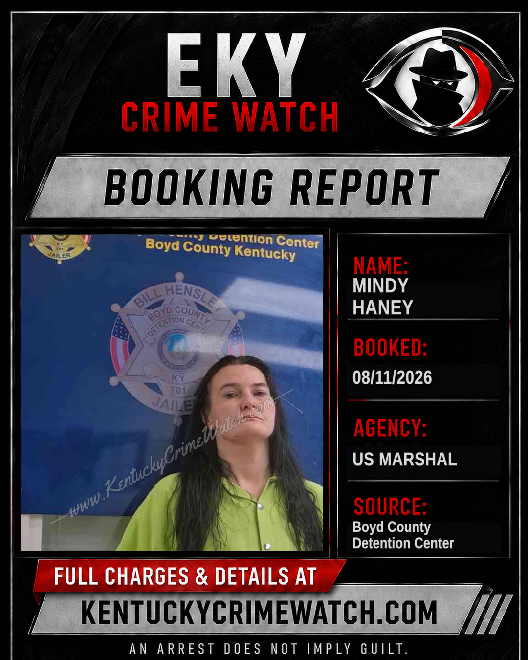 MINDY HANEY booking report card