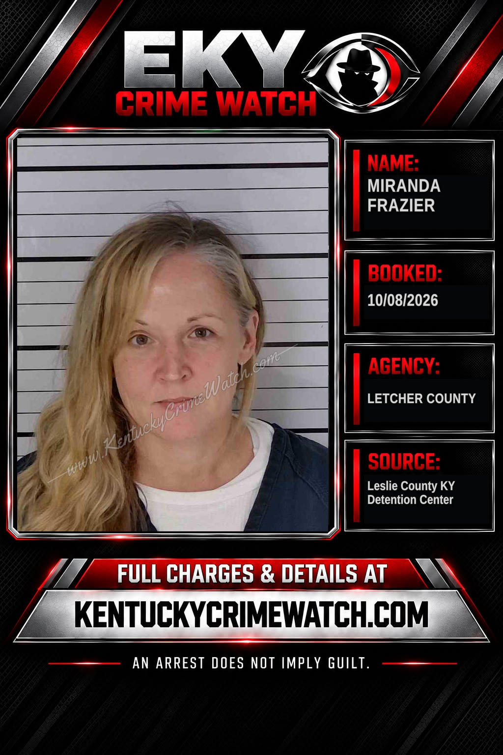 MIRANDA FRAZIER booking report card