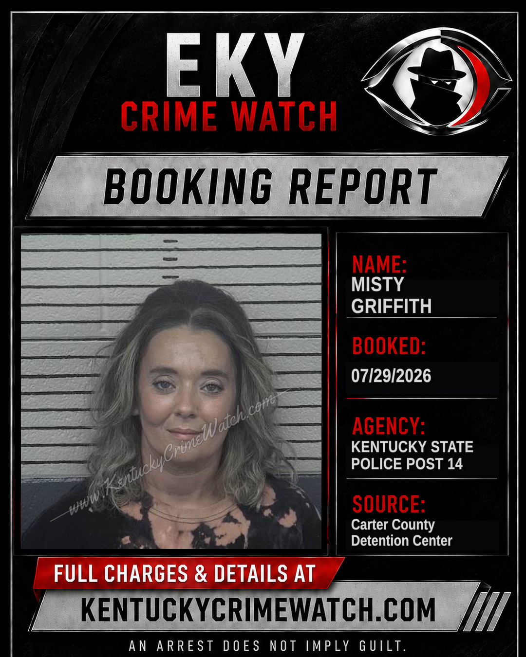 MISTY GRIFFITH booking report card