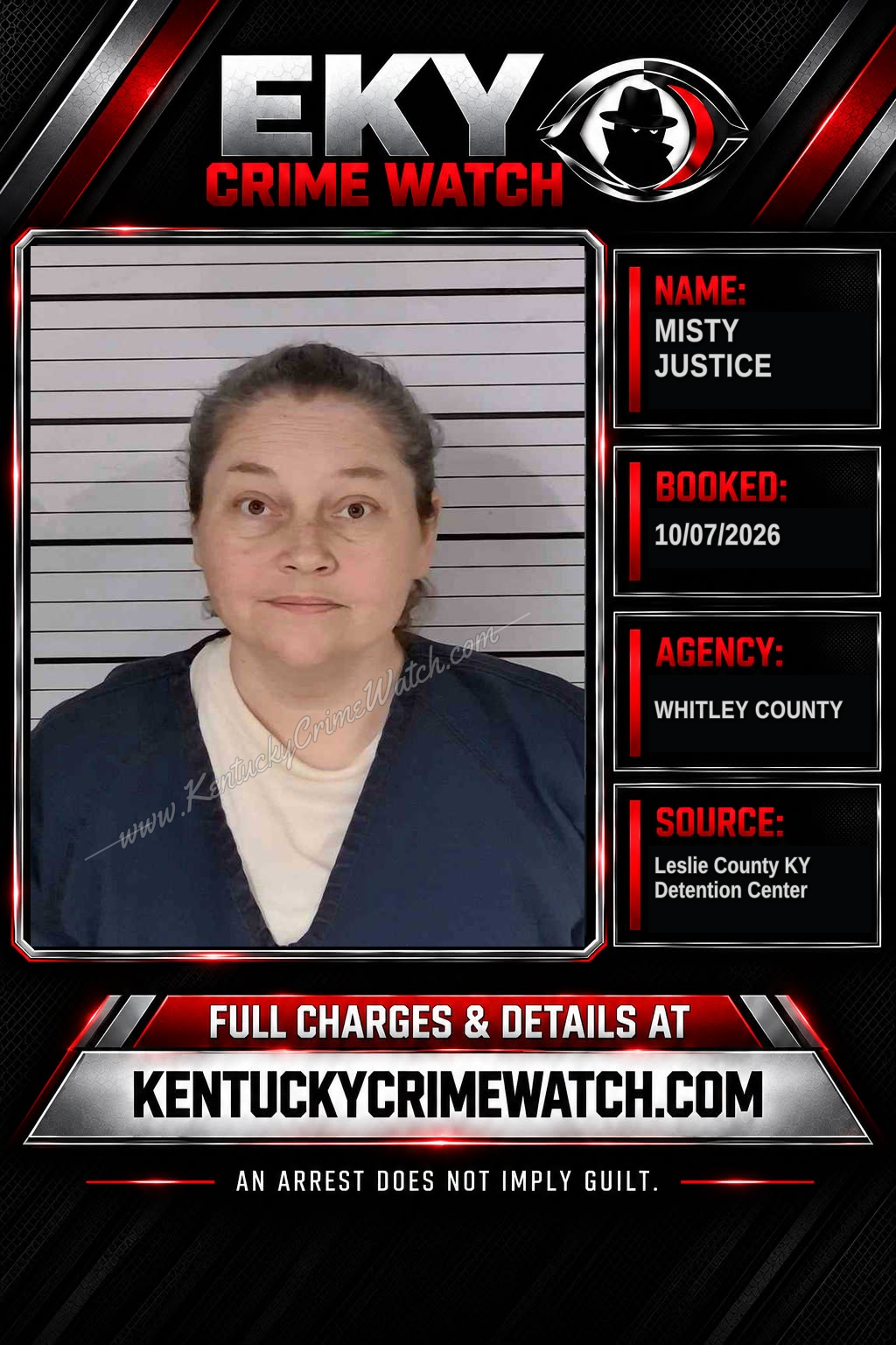 MISTY JUSTICE booking report card