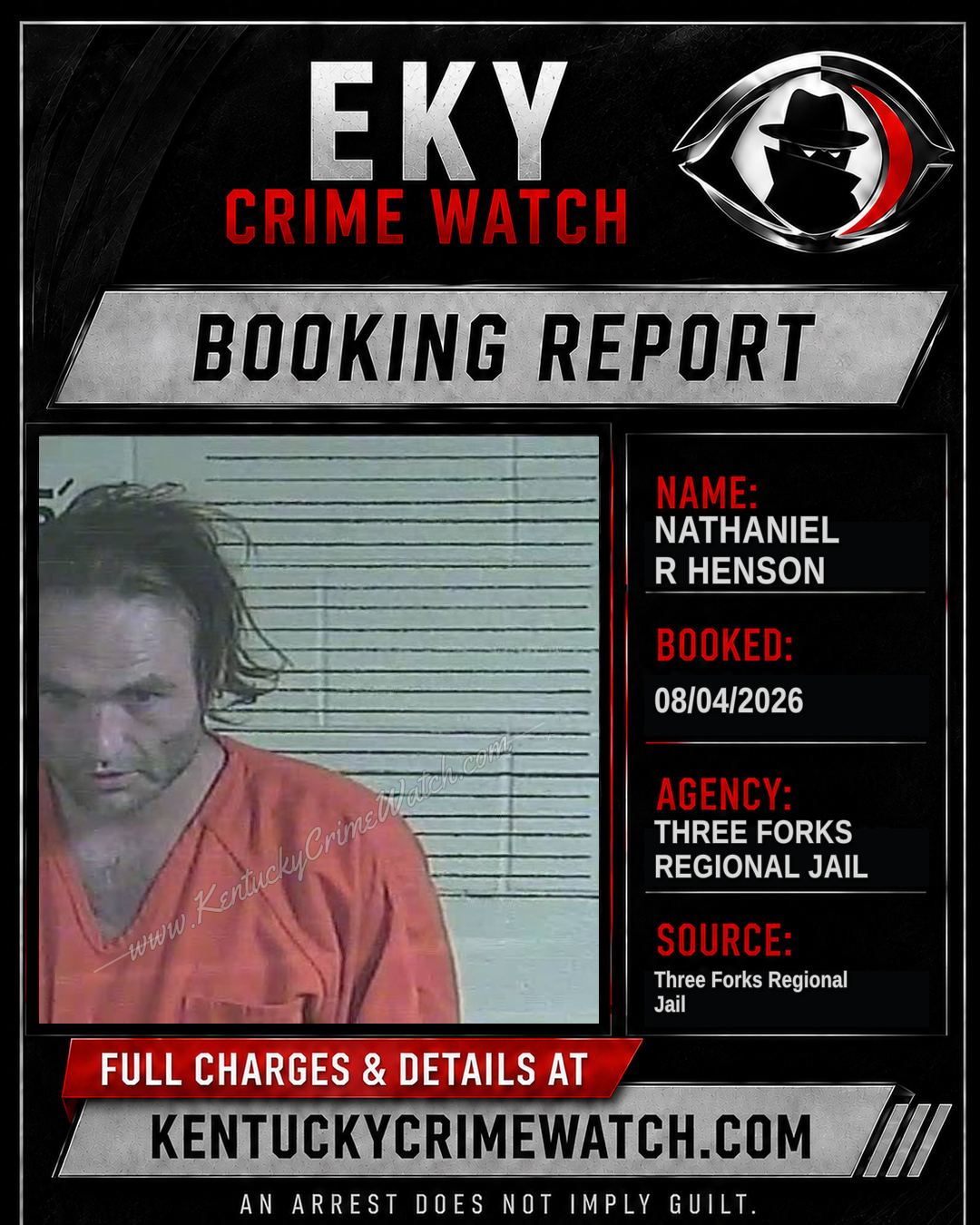 Nathaniel R Henson booking report card