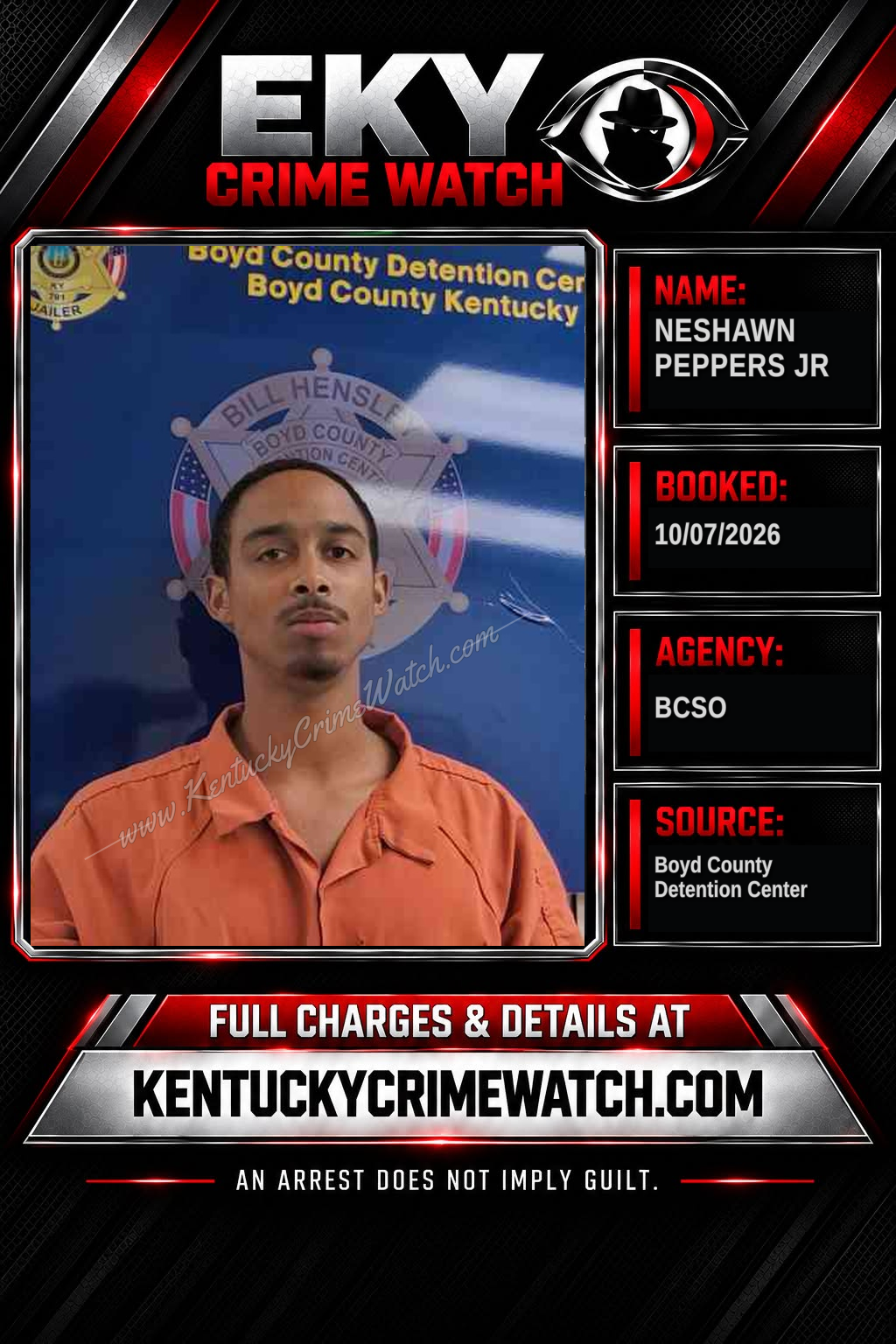 NESHAWN PEPPERS JR booking report card