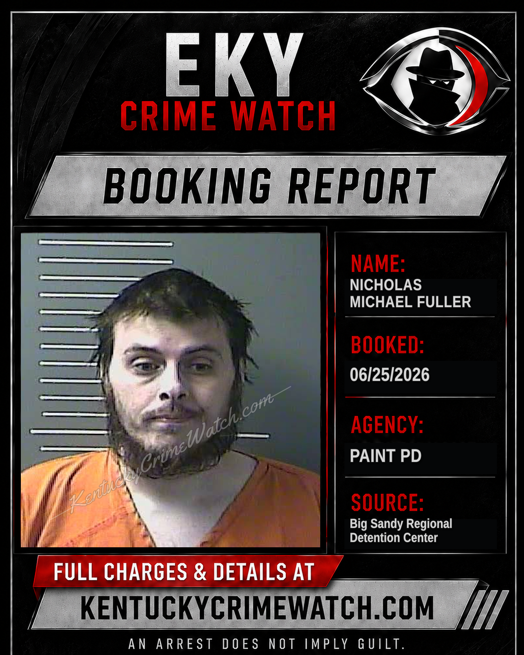 NICHOLAS MICHAEL FULLER booking report card