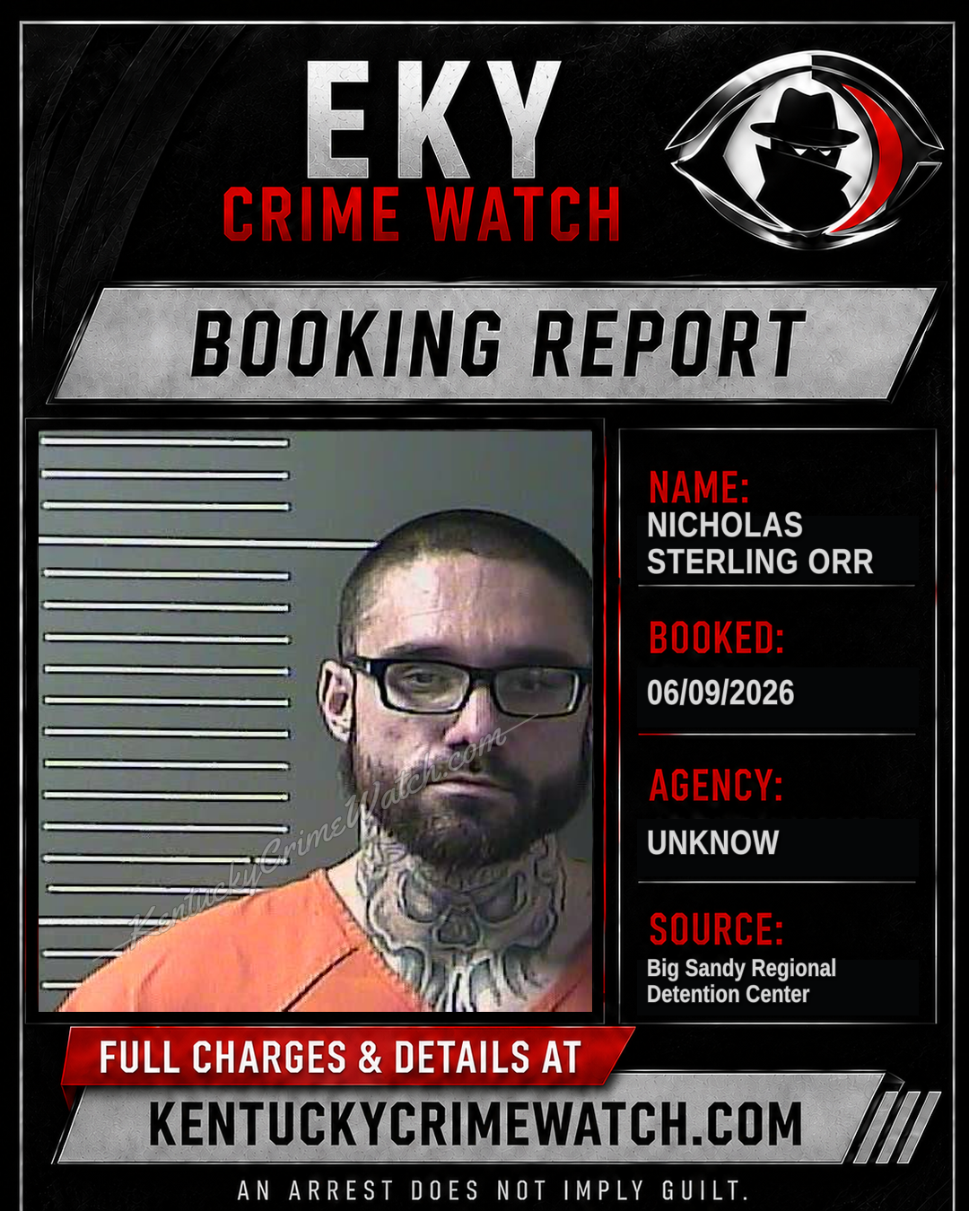 NICHOLAS STERLING ORR booking report card