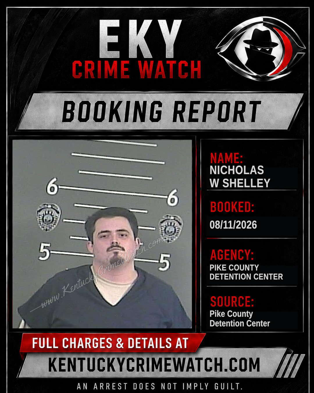 NICHOLAS W SHELLEY booking report card