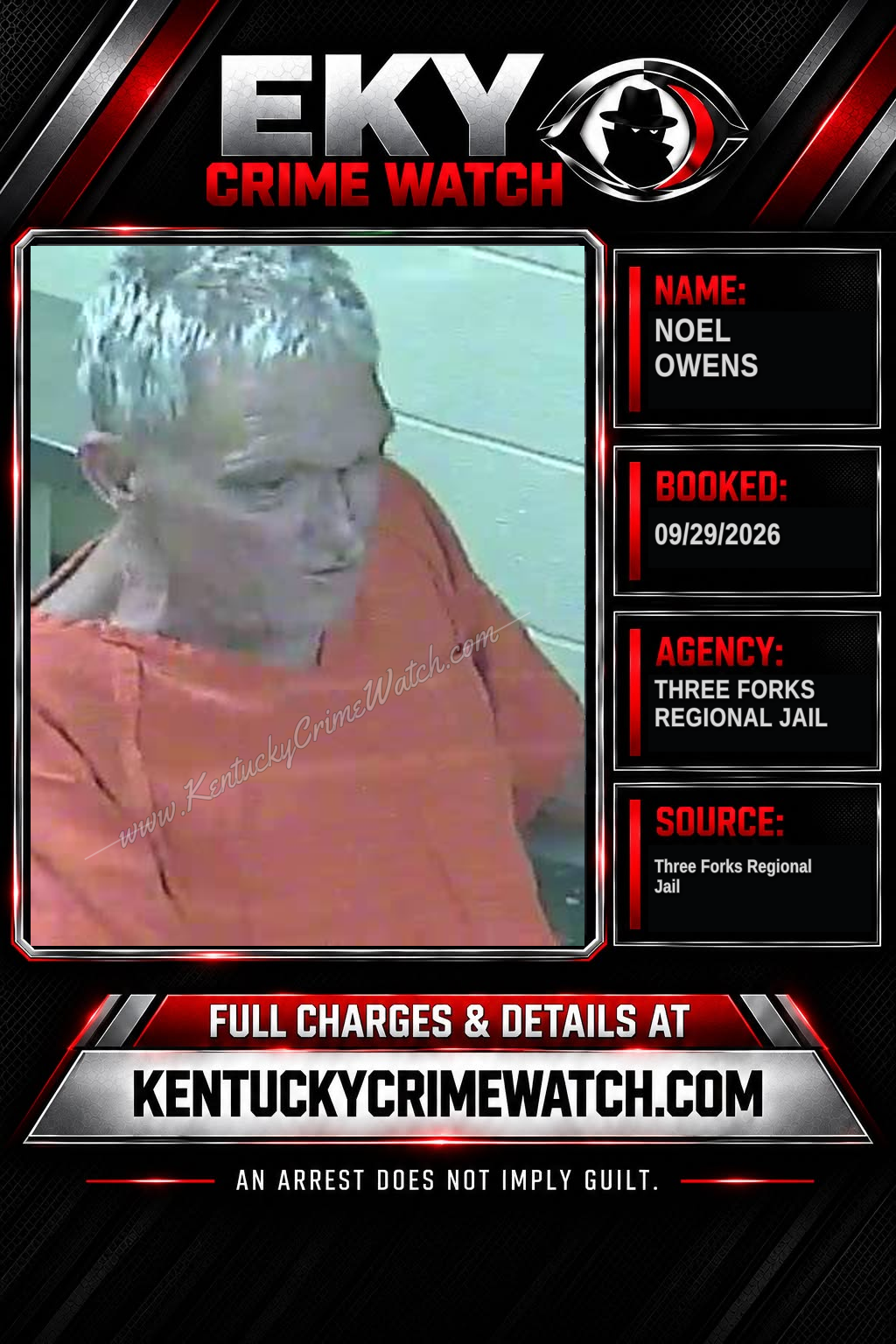 Noel Owens booking report card