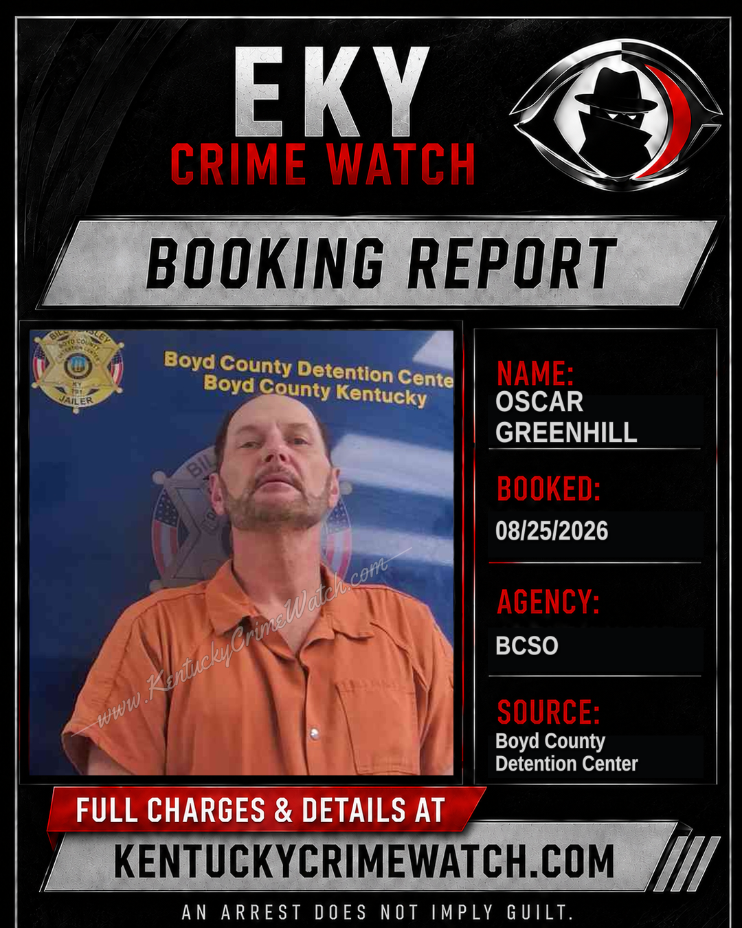 OSCAR GREENHILL booking report card