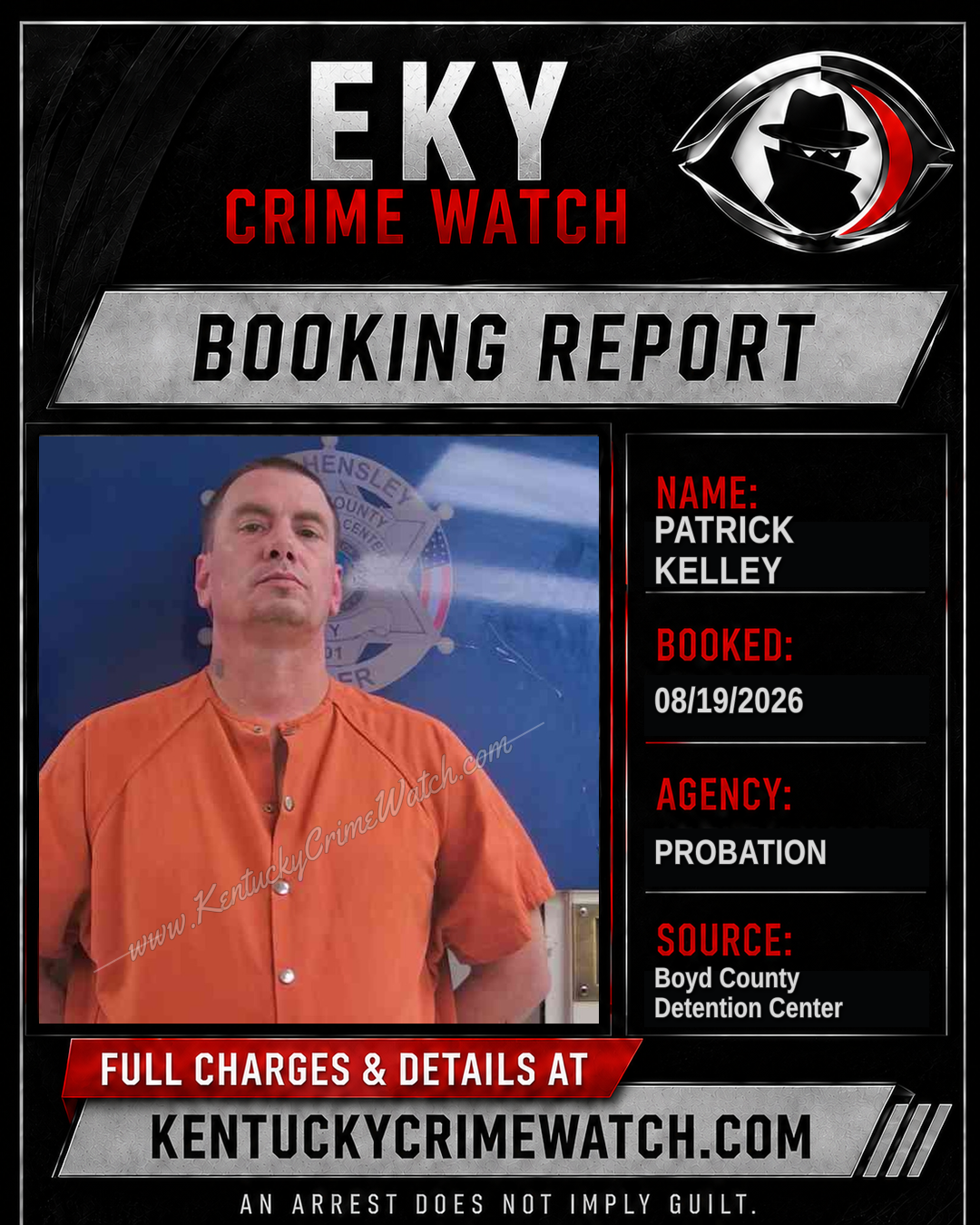 PATRICK KELLEY booking report card