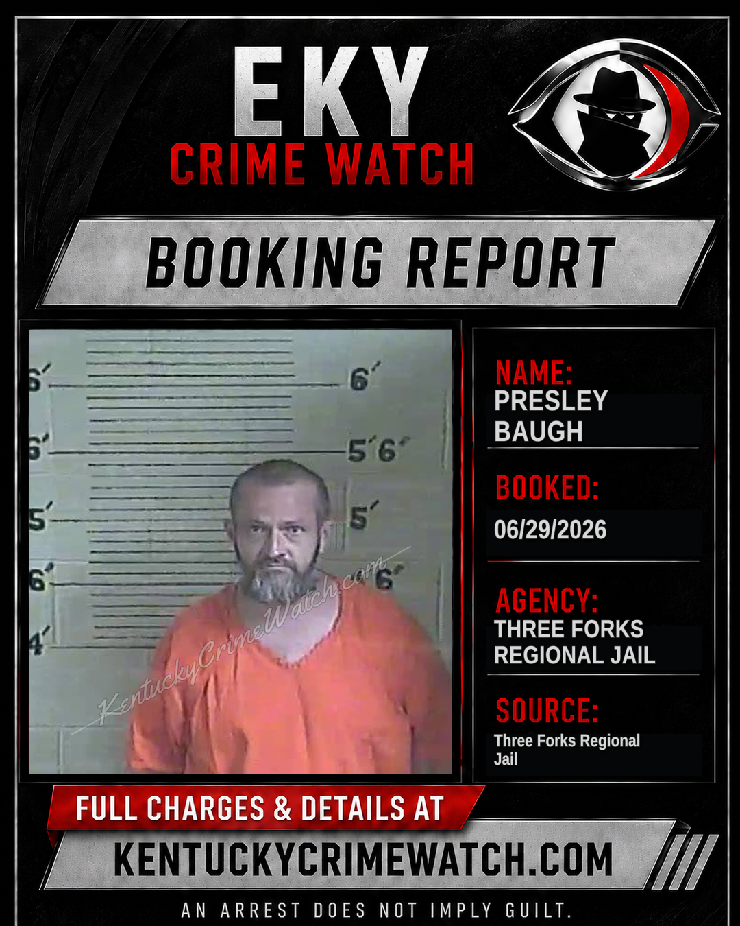 Presley Baugh booking report card