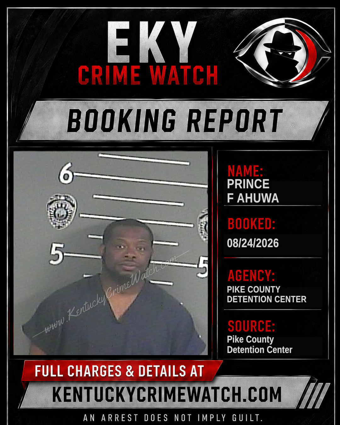 PRINCE F AHUWA booking report card