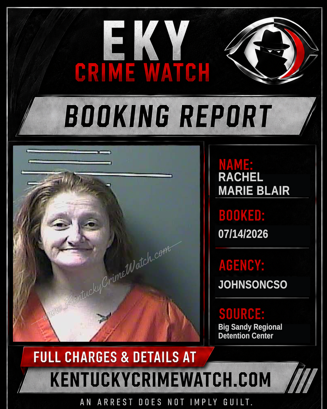 RACHEL MARIE BLAIR booking report card