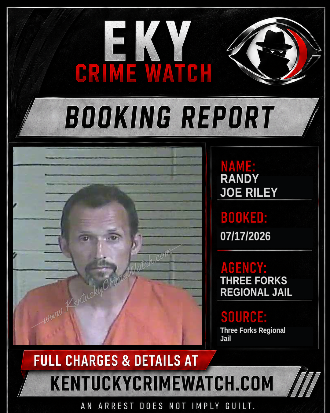 Randy Joe Riley booking report card
