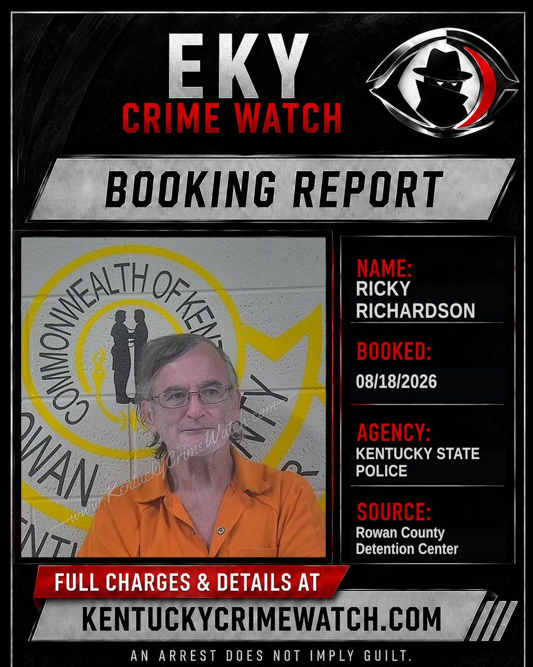 RICKY RICHARDSON booking report card