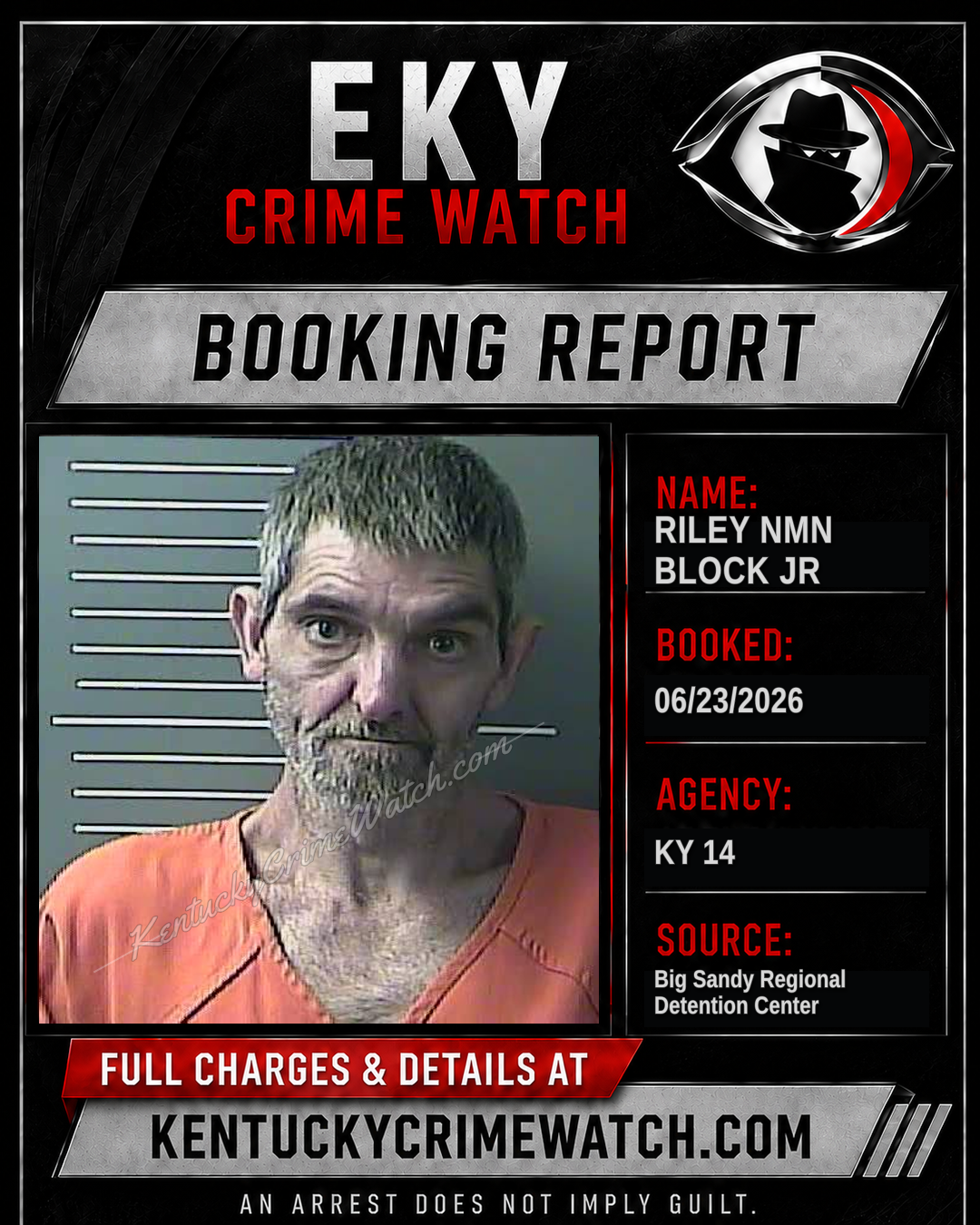 RILEY NMN BLOCK JR booking report card