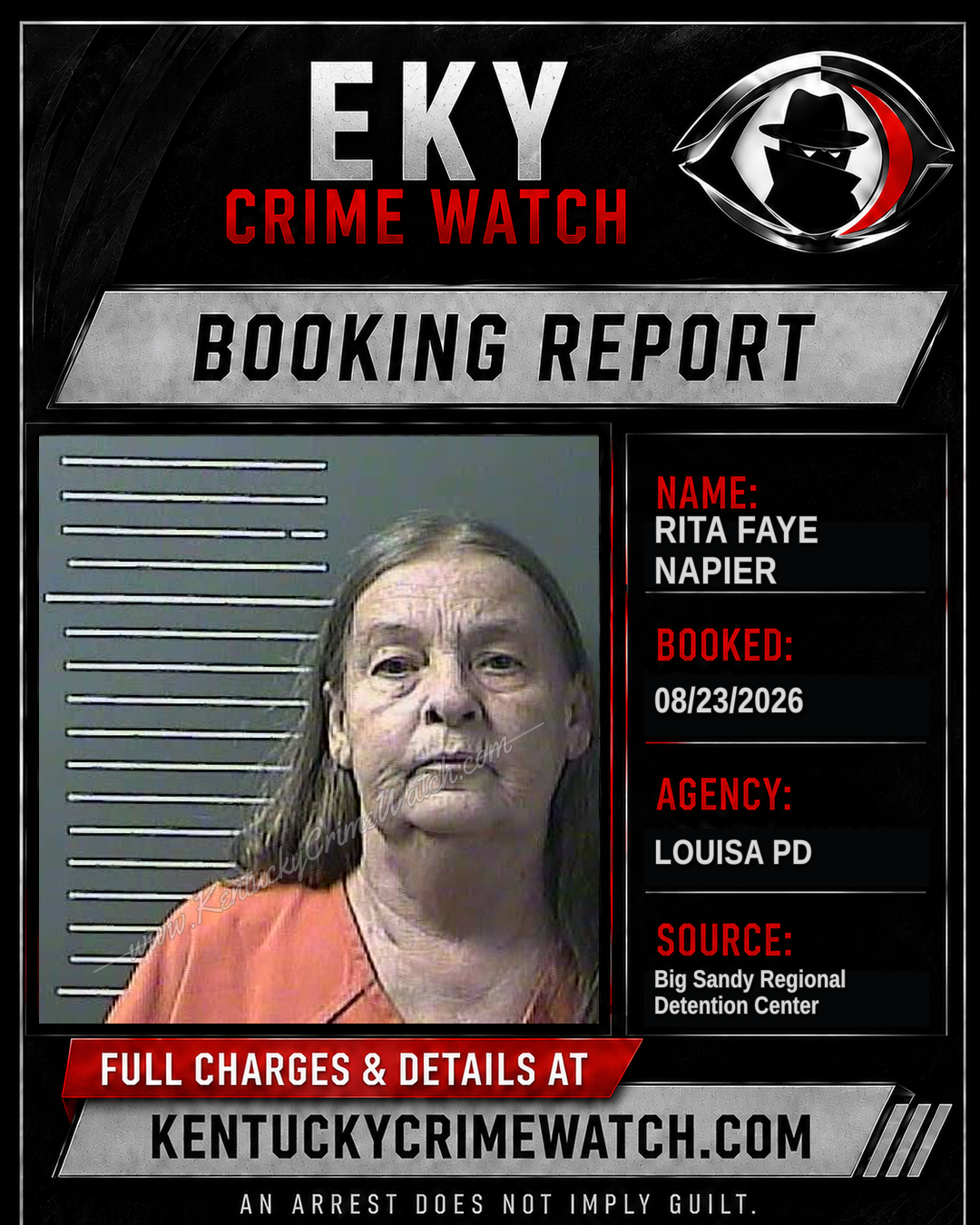 RITA FAYE NAPIER booking report card