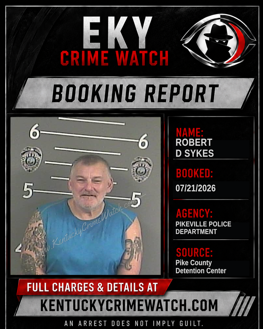 ROBERT D SYKES booking report card