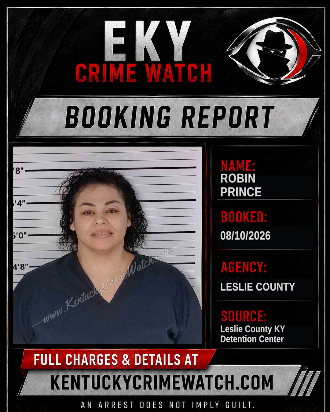 ROBIN PRINCE booking report card