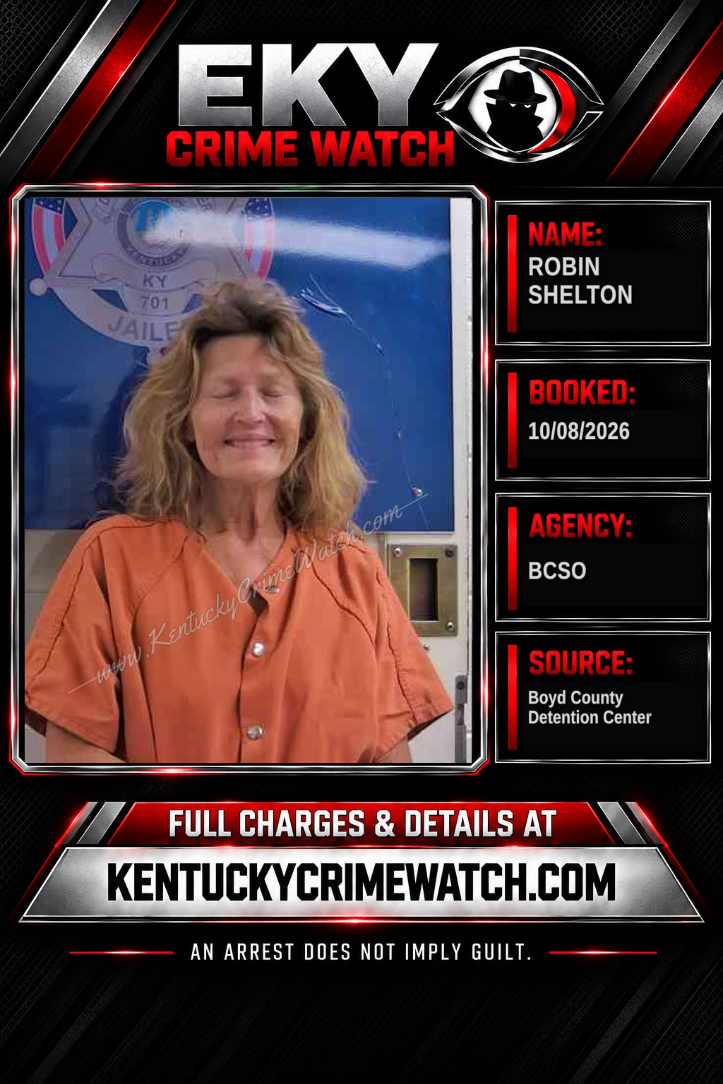 ROBIN SHELTON booking report card