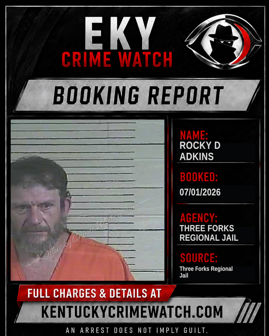 Rocky D Adkins booking report card