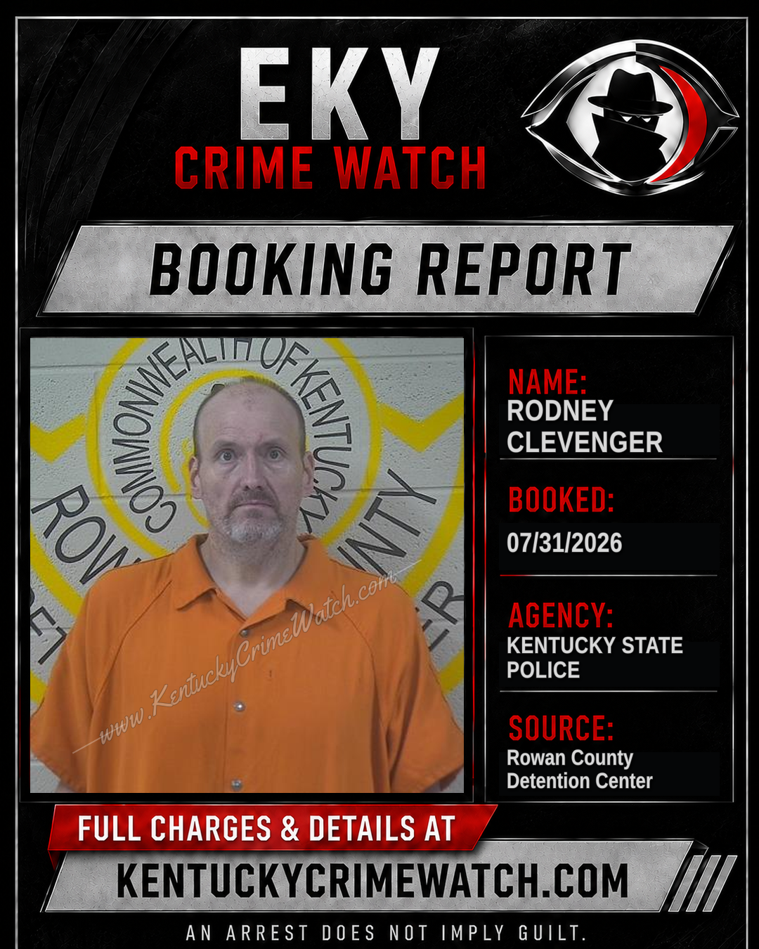 RODNEY CLEVENGER booking report card