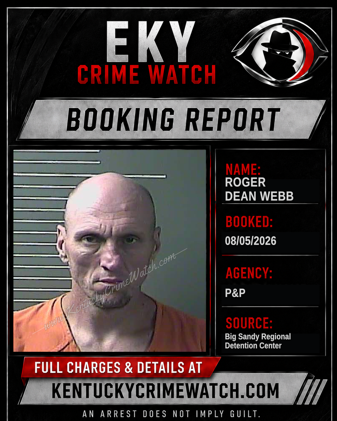 ROGER DEAN WEBB booking report card