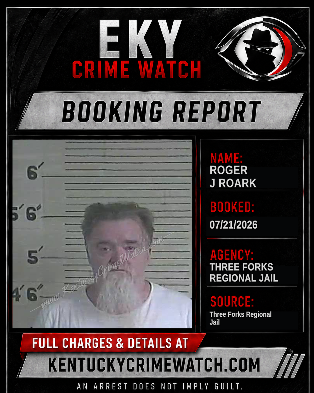 Roger J Roark booking report card