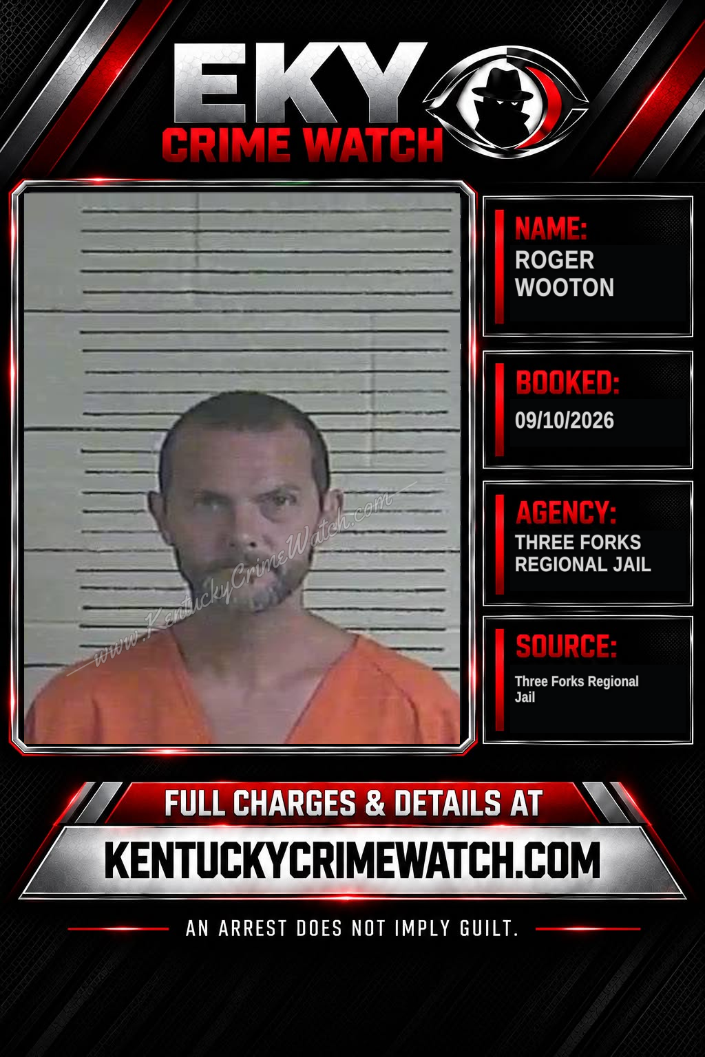 Roger Wooton booking report card