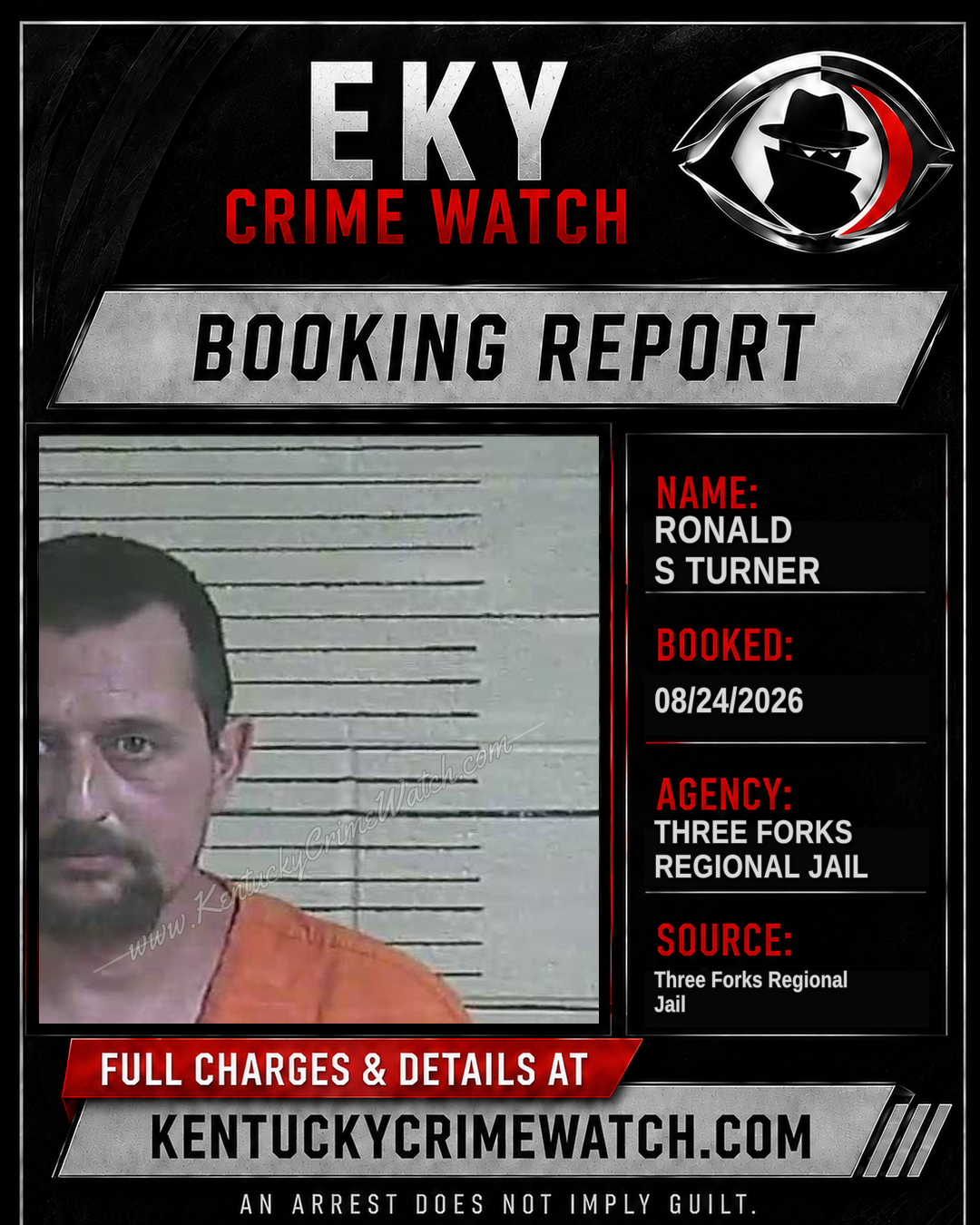 Ronald S Turner booking report card