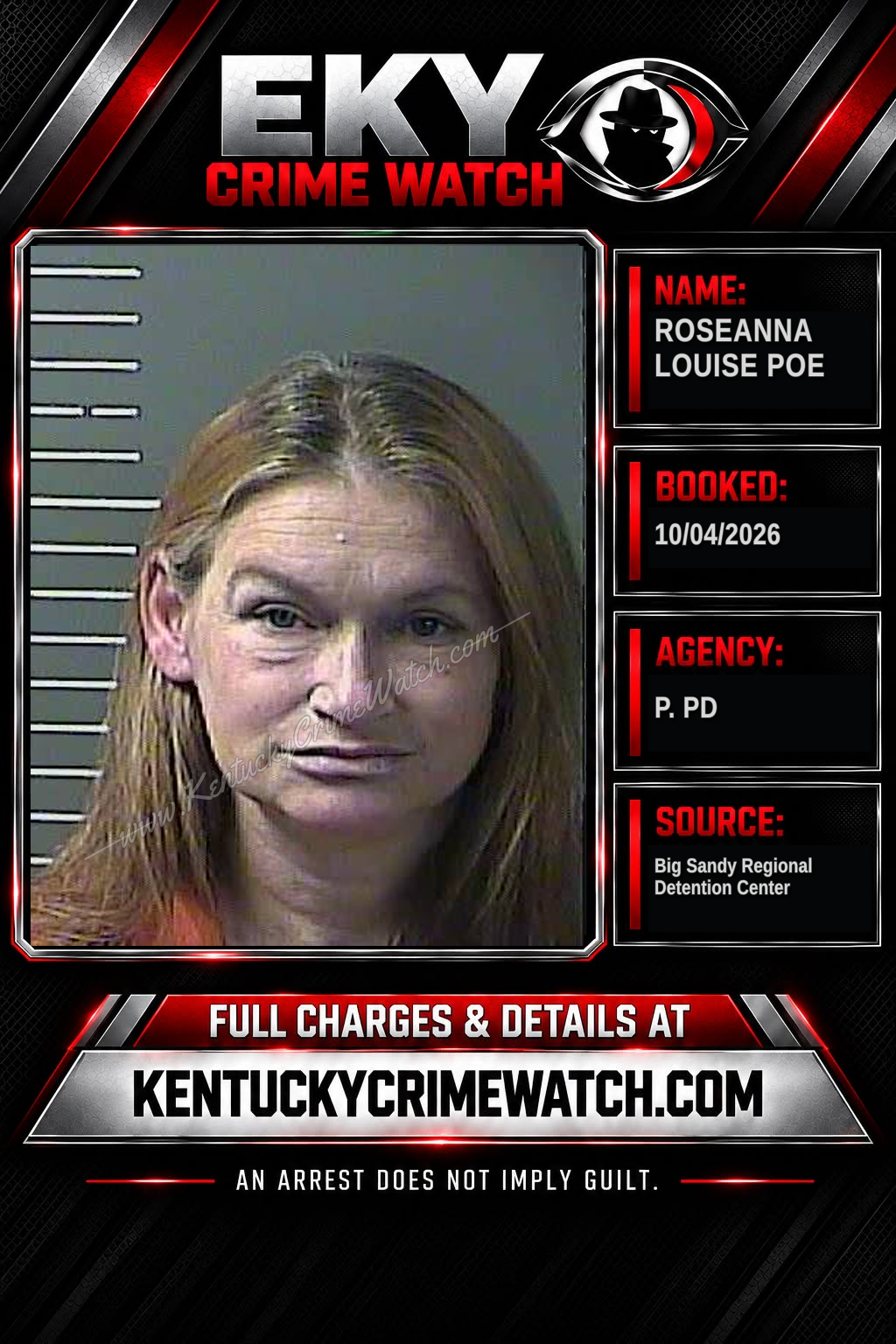 ROSEANNA LOUISE POE booking report card