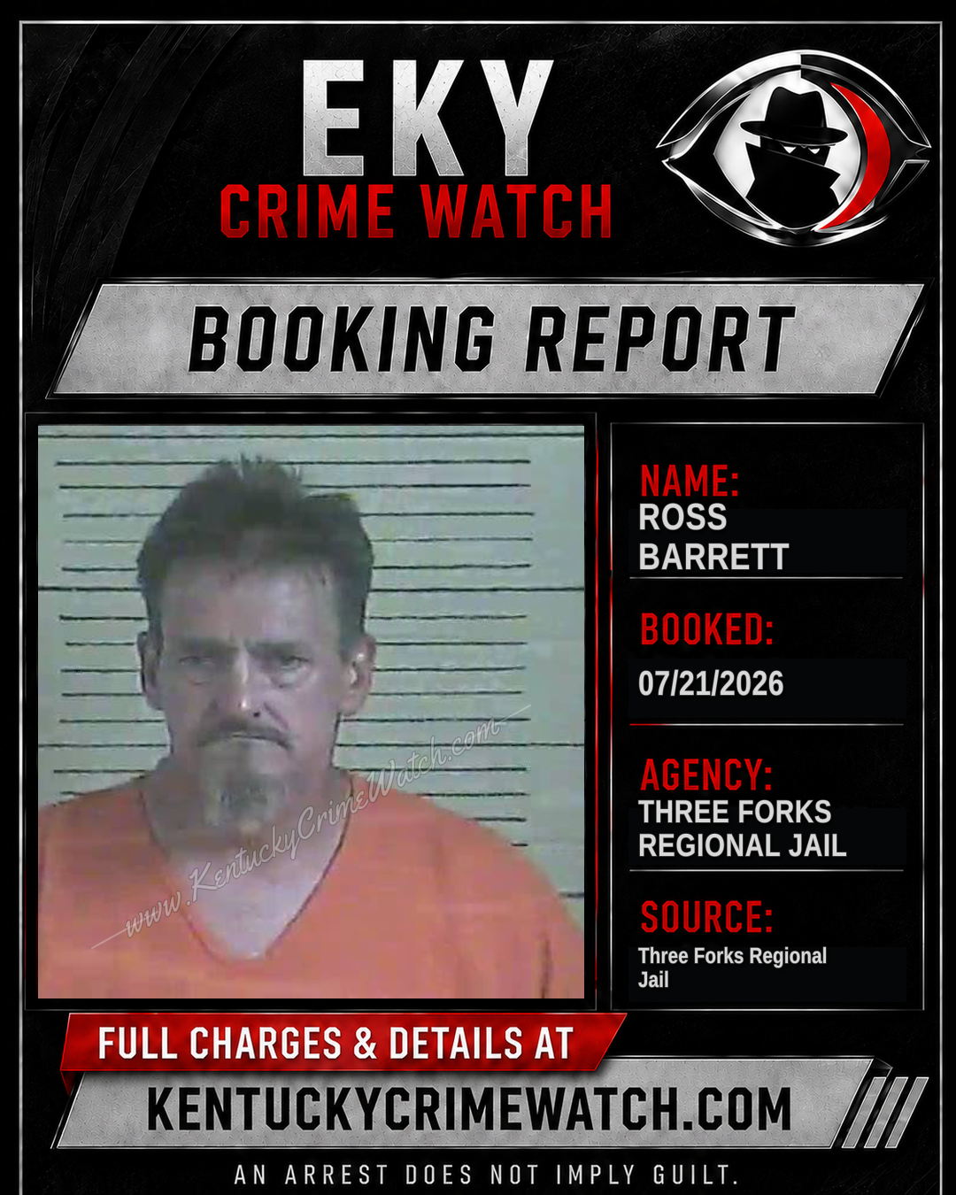Ross Barrett booking report card
