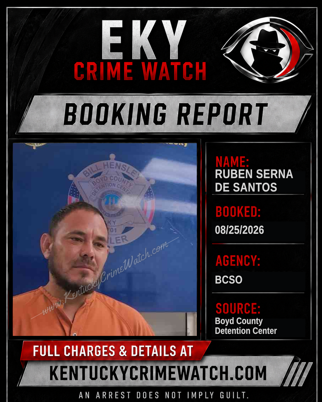 RUBEN SERNA DE SANTOS booking report card