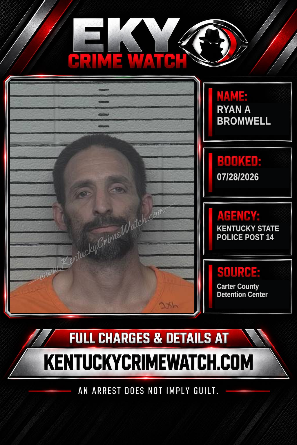 RYAN A BROMWELL booking report card
