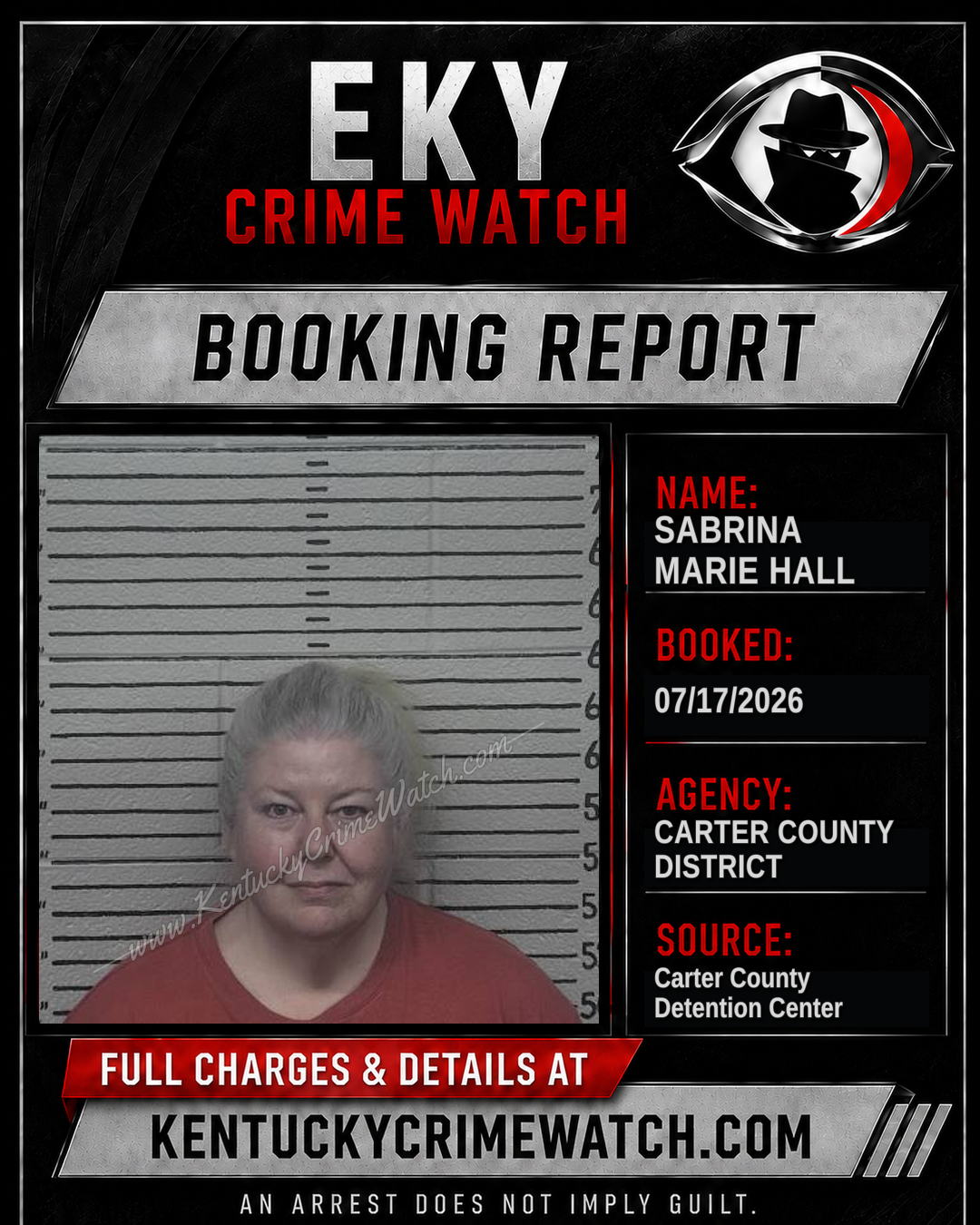 SABRINA MARIE HALL booking report card