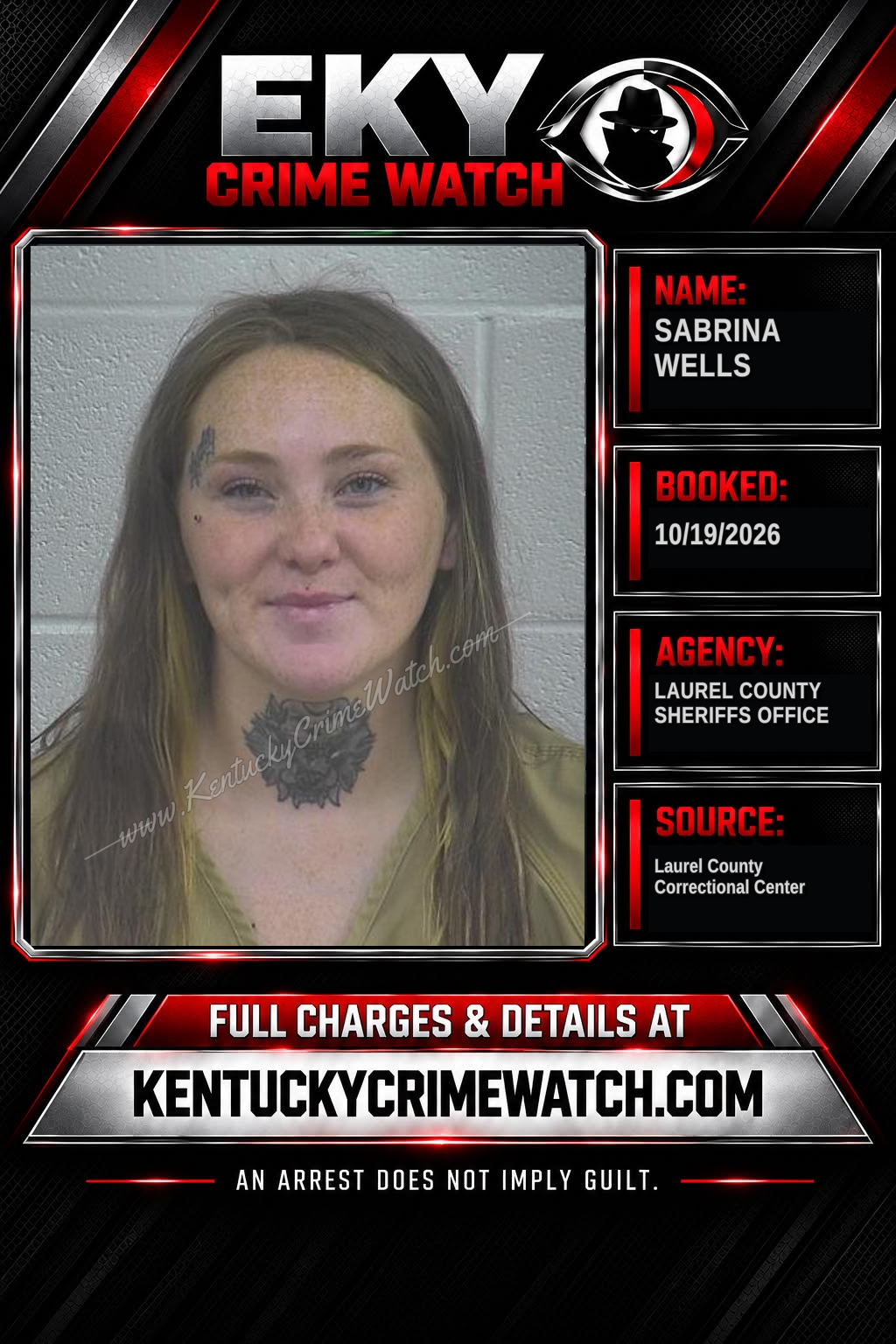 SABRINA WELLS booking report card