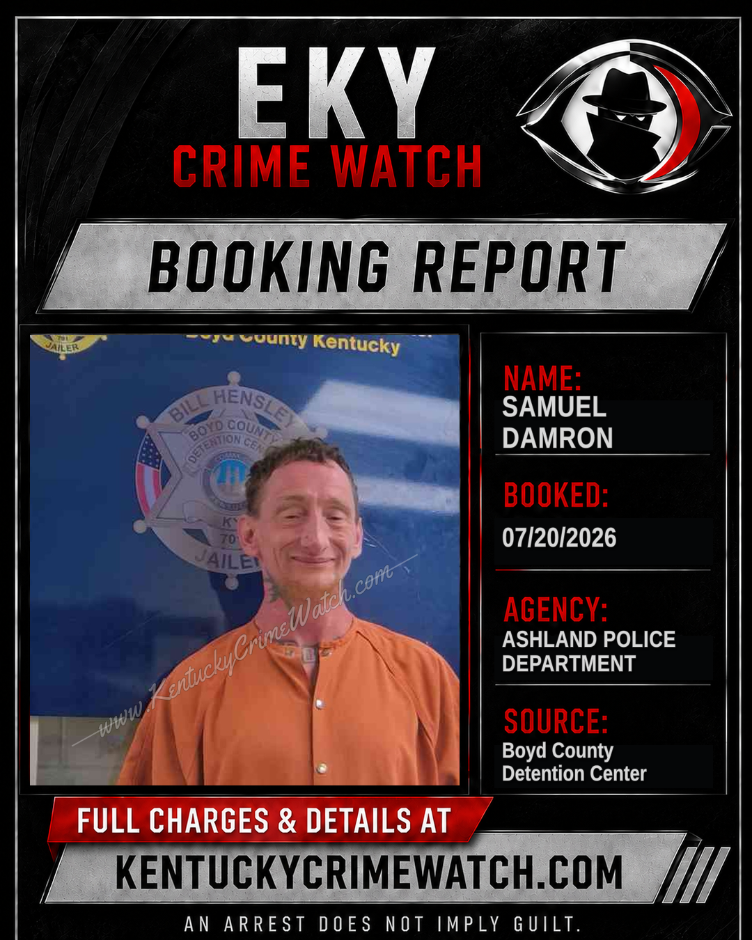 SAMUEL DAMRON booking report card