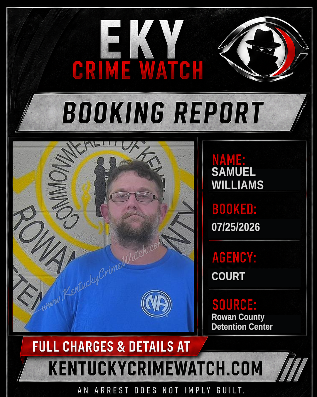 SAMUEL WILLIAMS booking report card