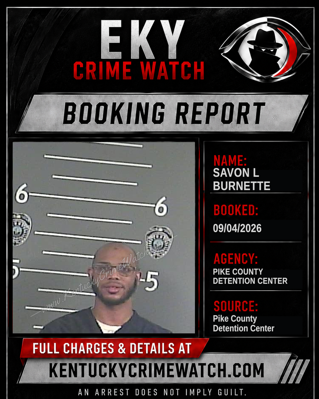 SAVON L BURNETTE booking report card
