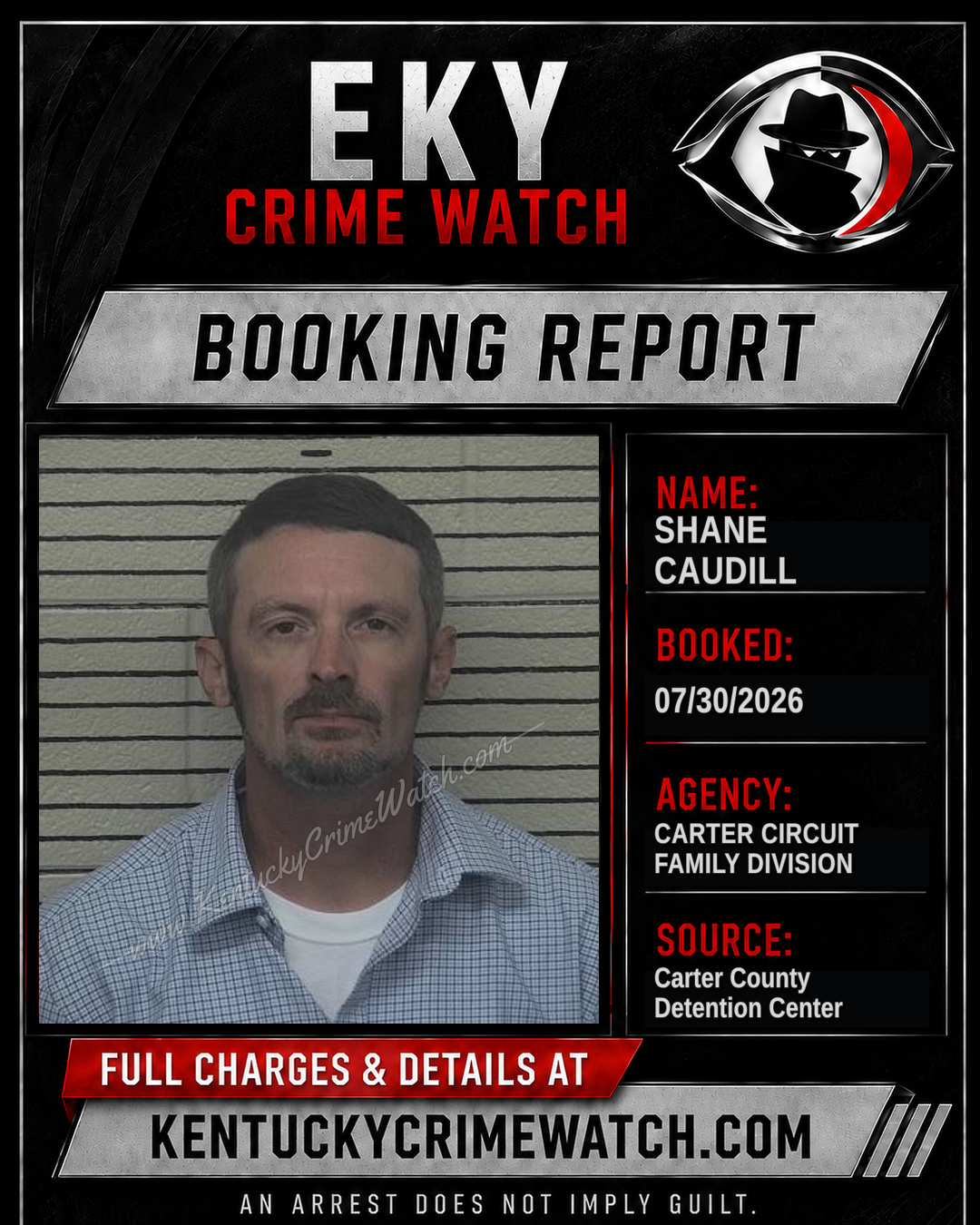 SHANE CAUDILL booking report card