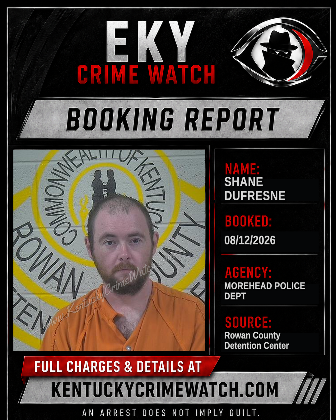 SHANE DUFRESNE booking report card