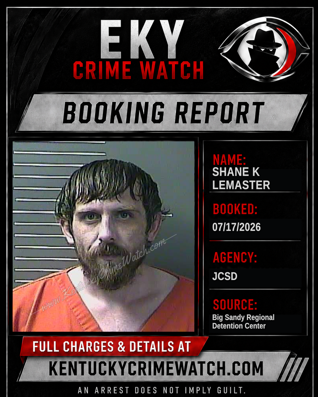 SHANE K LEMASTER booking report card