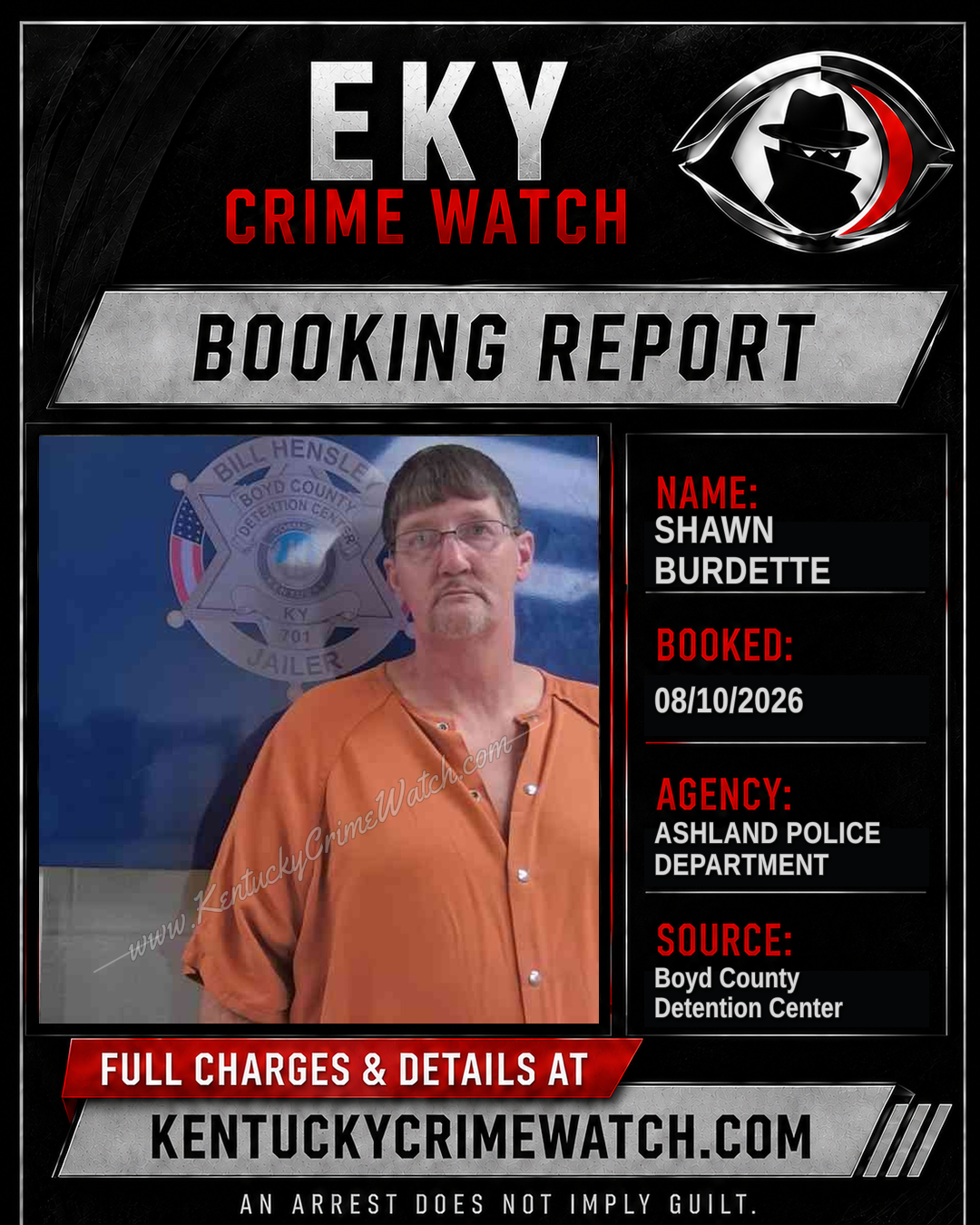 SHAWN BURDETTE booking report card