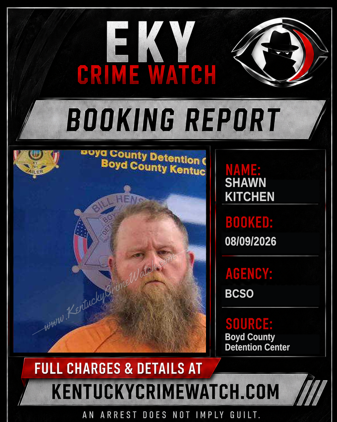 Shawn Kitchen booking report card