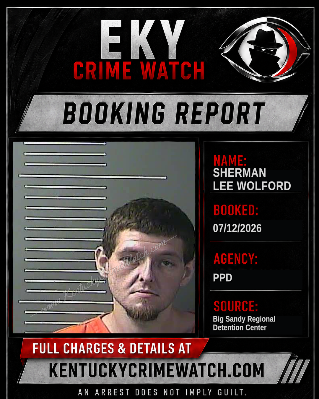 SHERMAN Lee WOLFORD booking report card